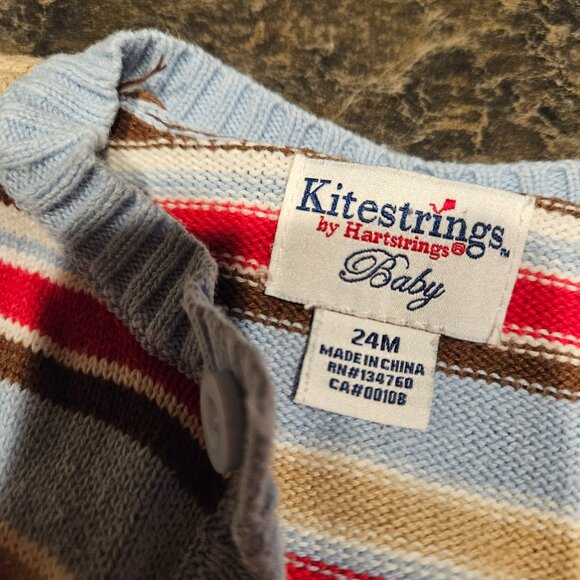 Kitestrings by Hartstrings one-piece 100% cotton blue/red/white stripe sweater - Picture 4 of 6